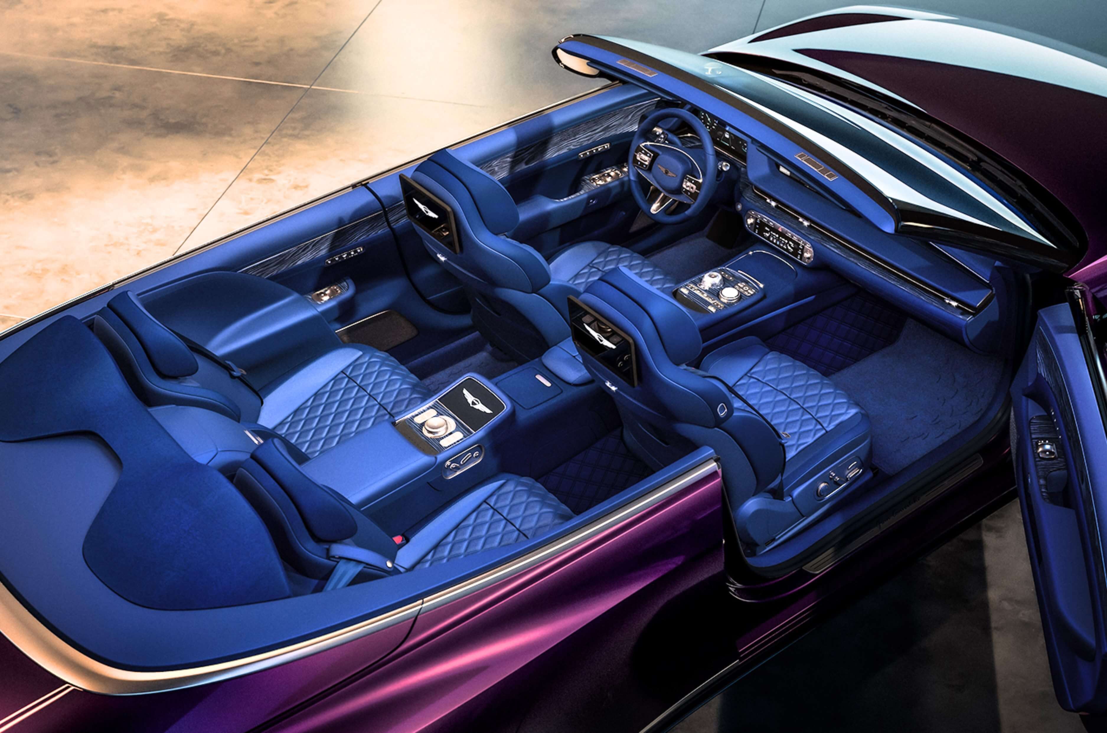 Genesis X Gran convertible concept top shot shows interior Genesis X Gran convertible concept top shot